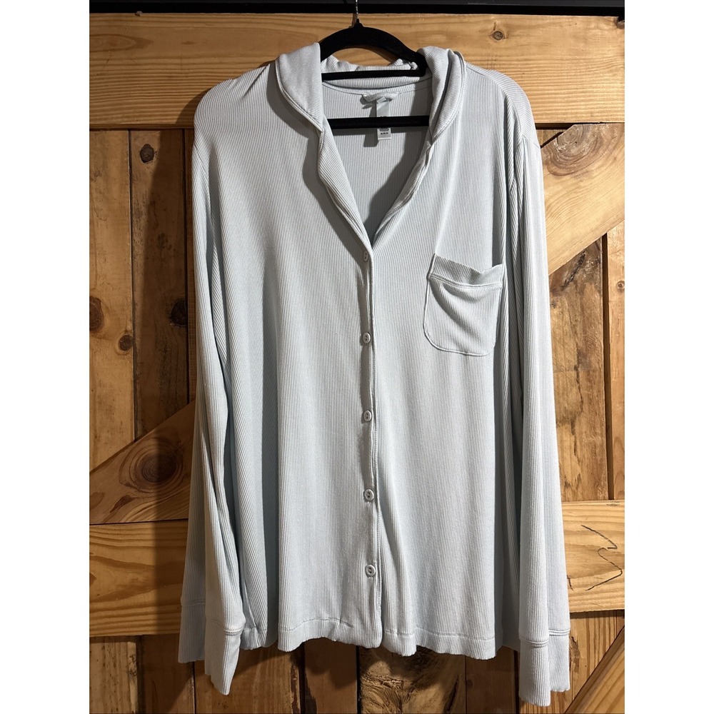 Skims Soft Lounge Sleep Top Ribbed Medium Button Up Pajama Kim Kardashian